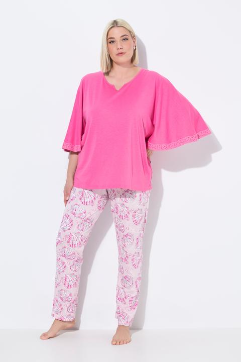 Image du produit Ulla Popken Pyjama à col tunisien, manches courtes et motif coquillages (42, 44)