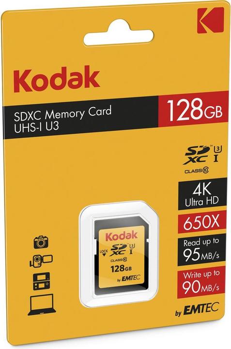 Immagine prodotto Emtec Kodak SDXC Card Class 10 (128 GB, SDXC, U3, UHS-I)