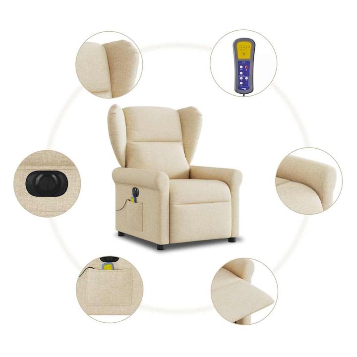 Produktbild vidaXL Massagesessel Elektrisch Creme Stoff