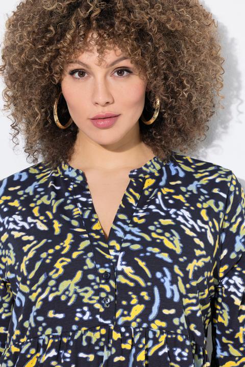Produktbild Ulla Popken Jerseykleid, A-Linie, Tunika-Ausschnitt, 3/4-Arm (54)