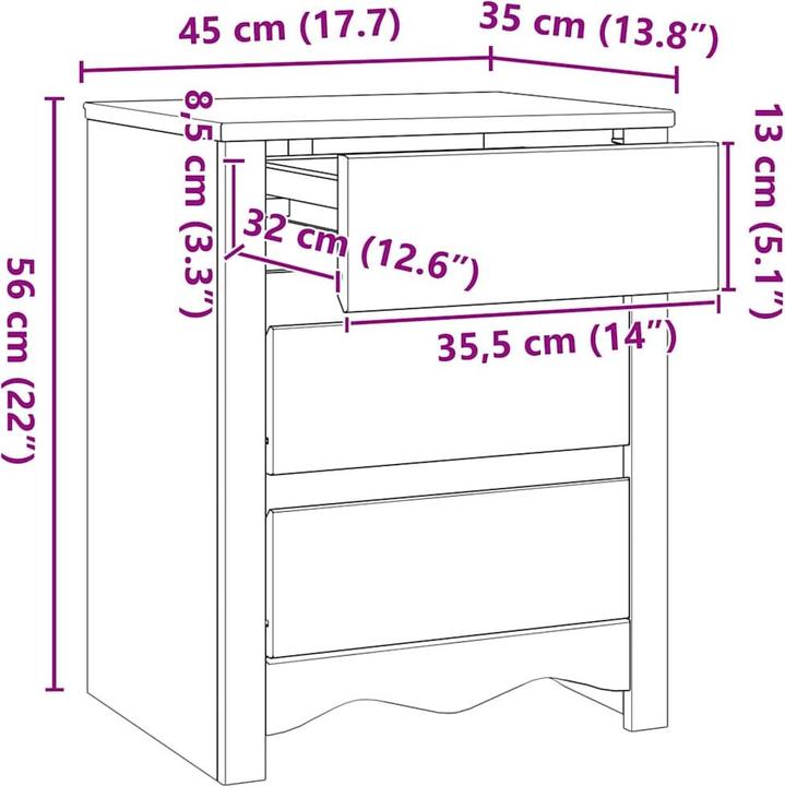 Actual product image vidaXL Massivholz-Möbel aus Kiefer (35 x 45 x 56 cm)
