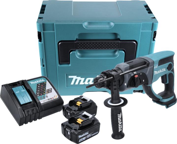 Produktbild Makita DHR 202 RTJ Akku Kombihammer 18V 2,0J SDS Plus im Makpac mit 2x 5,0 Ah Akku und Ladegerät
