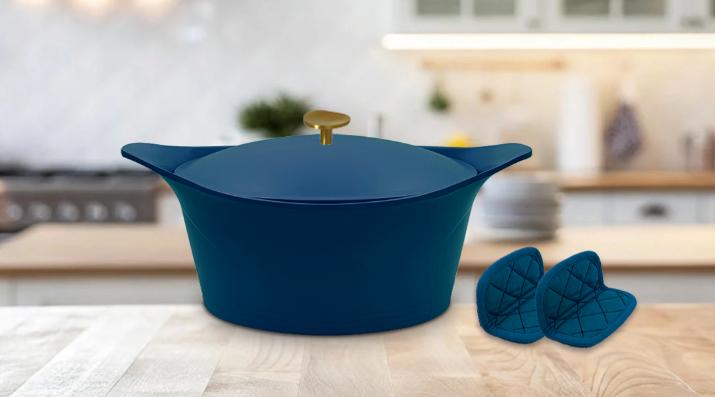 Cookut Bräter 33 cm The Incredible, Blueberry blau inkl. Topflappen-Paar