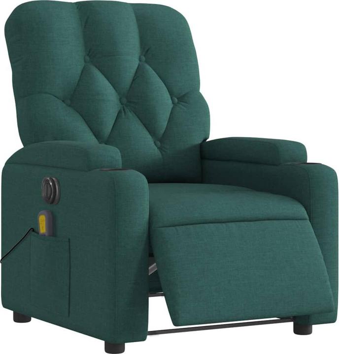 Image du produit vidaXL Fauteuil de massage Fauteuil de relaxation électrique Vert foncé Tissu