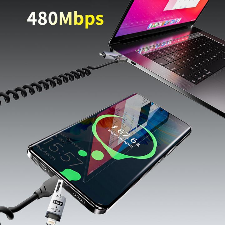 Productafbeelding Dudao L20 Pro 4-in-1 USB-A / USB-C - Lightning / USB-C Kabel - Schwarz (1.50 m, 65 W)