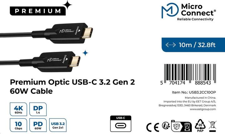 Image du produit MicroConnect USB type C - USB type C (10 m, USB 3.2 Gen 2, 60 W)