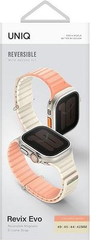 Actual product image Uniq pasek Revix Evo Apple Watch Series 1/2/3/4/5/6/7/8/9/SE/SE2/Ultra/Ultra2 43/44/45/49mm Reversible (44 mm, Stainless steel, Silicone)