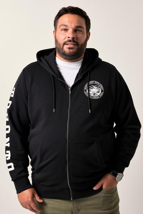 Produktbild Men+ Sweatjacke, Kapuze, Ärmelprint, Kängurutasche (L)