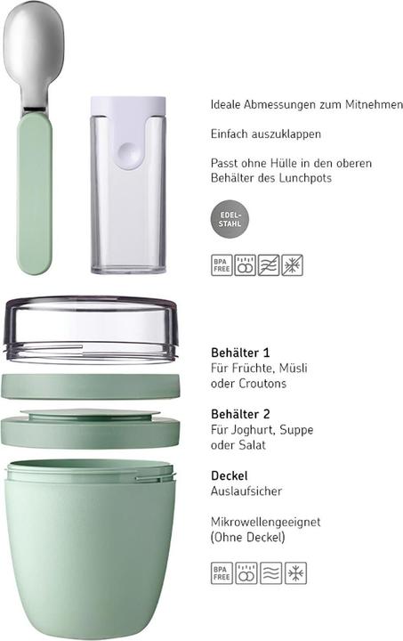 Actual product image Mepal Ellipse Lunchpot mit Snack-Deckel und Klapplöffel