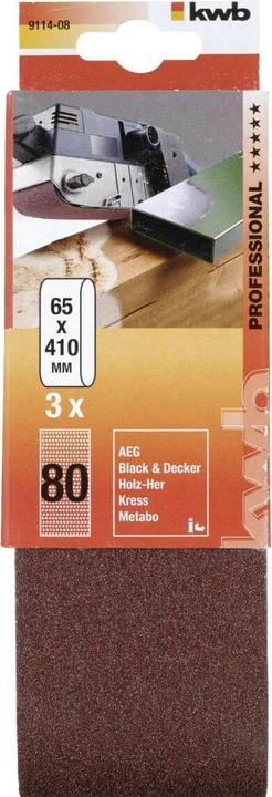 Image du produit kwb Bande abrasive 65X410 grain 80 (80)