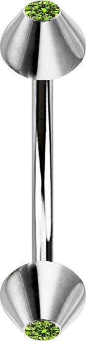 Immagine prodotto Star Piercing Micro Banane silber mit zwei Cones Kristall hellgrün (senza ottone, Acciaio chirurgico 316L)