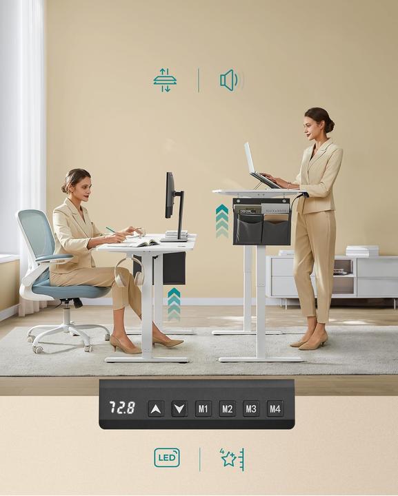 Produktbild Songmics Elektrischer Höhenverstellbarer Schreibtisch Weiss Holz