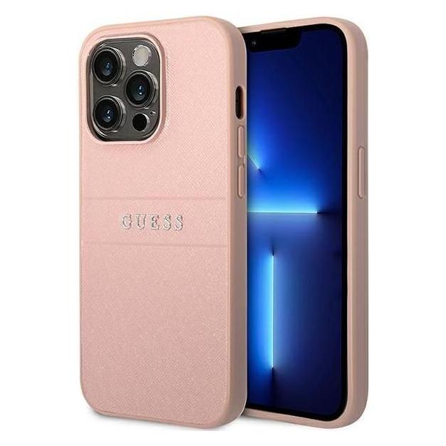 Guess Pu Leather Saffiano Case Für Apple IPhone 14 Pro - Pink (Apple IPhone 14 Pro), Smartphone Hülle, Rosa