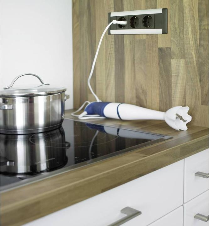 Immagine prodotto Evoline 159610001000 Presa di corrente multipla senza interruttore a 3 canali in alluminio, contatto di (3x, CEE 7/3, 3 m)