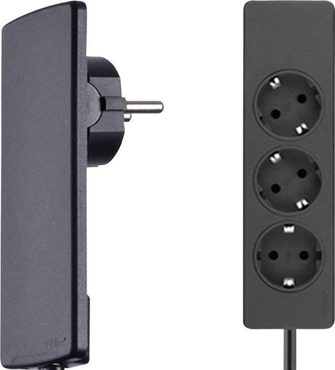 Productafbeelding Evoline PlugFix met Express 3-voudige contactdoosstrip zwart (3 x, CEE 7/3, 1.50 m)