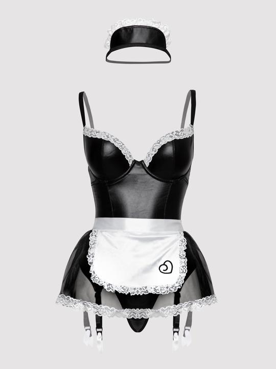 Lovehoney Fantasy Deluxe Wetlook Dienstmädchen-Kostüm (M)