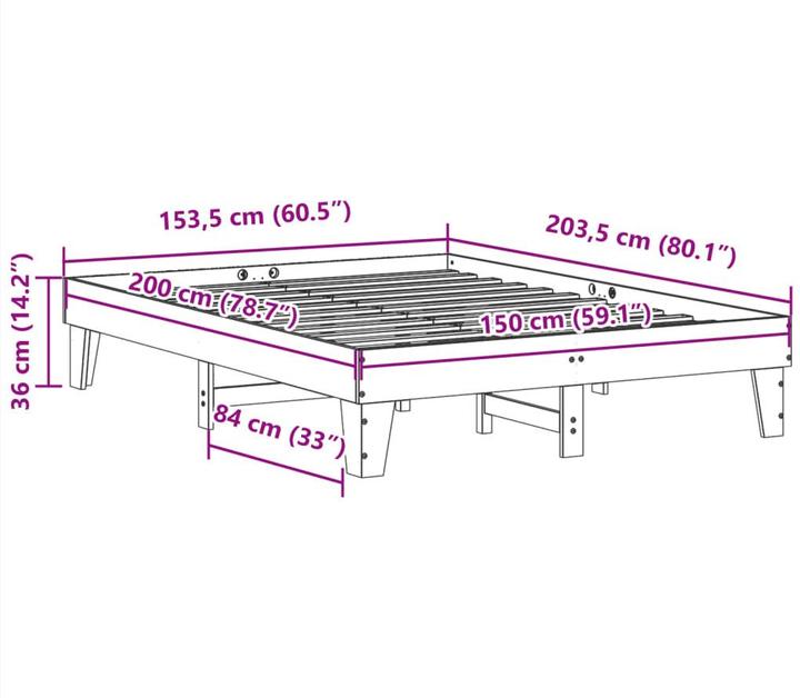 Nutritional values and ingredients vidaXL Bettgestell (150 x 200 cm)