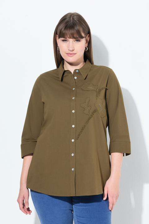Produktbild Ulla Popken Hemdbluse, Blüten, Hemdkragen, 3/4-Arm (60)
