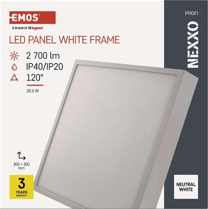 Actual product image Emos Surface-mounted LED light NEXXO, square, white, 28.5W,Neutral white (2700 lm)