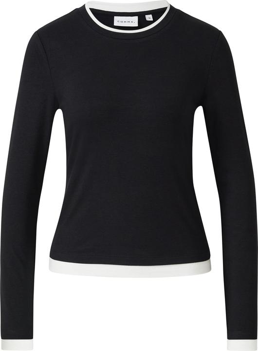 Produktbild Comma T-Shirt Basic Langarm Viskoseshirt mit Kontrast Doppelbündchen (48)