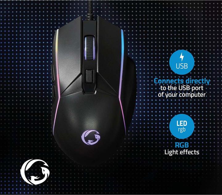 Actual product image Nedis Gaming Mouse | Wired | 800 / 1200 / 2400 / 3200 / 4800 / 7200 dpi | Adjustable DPI | Anz (Cable)