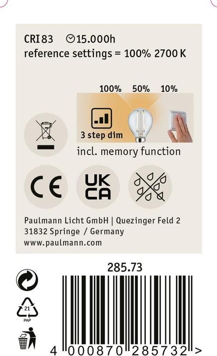 Actual product image Paulmann Drop (E14, 2.50 W, 250 lm, 1 x, F)