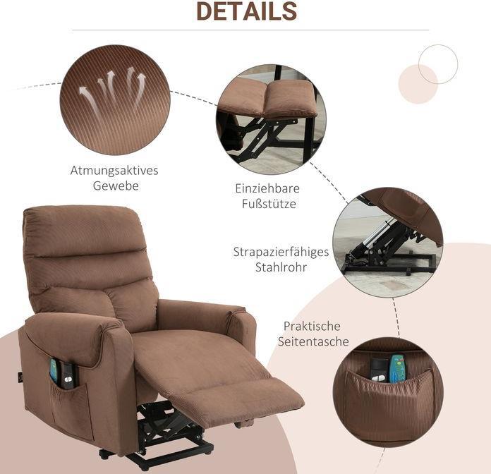 Produktbild Swisshandel24 Aufstehsessel elektrisch Massagefunktion, Fernbedienung, Heizung, Liegefunktion, Polyester-Gewebe, M