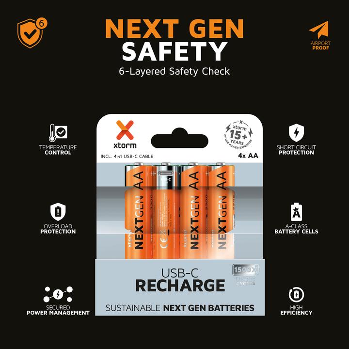 Image du produit Xtorm 2200mAh NextGen AA Akkus 4-Pack (4 pcs, AA, 2200 mAh)