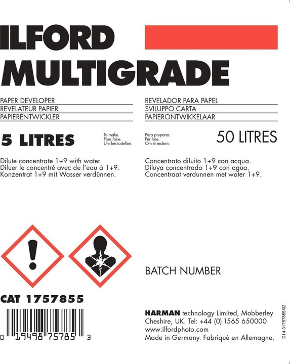 Actual product image Ilford Multigrade (Positive developer)