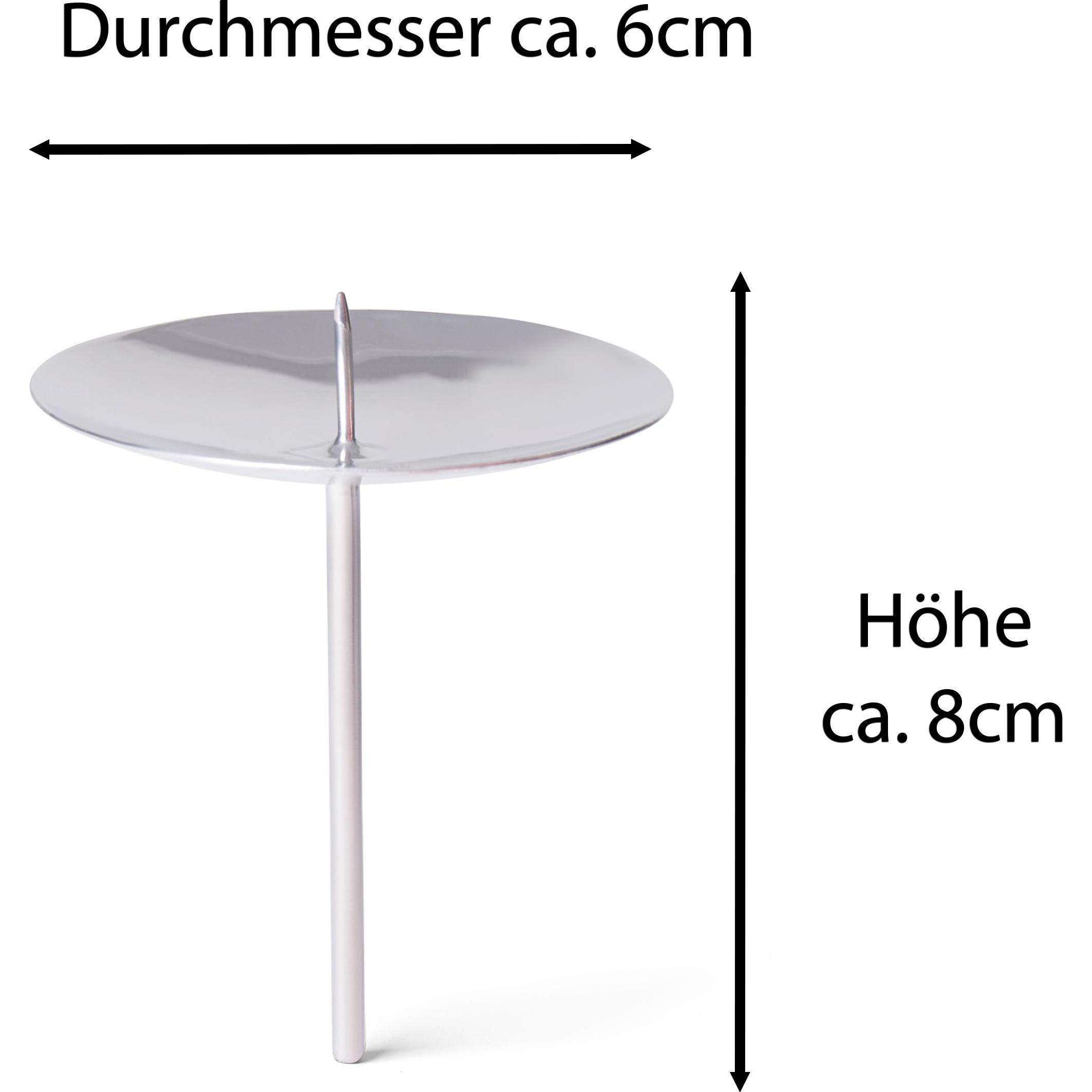 Novaliv, Kerzenständer, 4x Kerzenpick mit Dorn 6cm SILBER Kerzenhalter Adventskranz Adventskerzenhalter Kerzenteller
