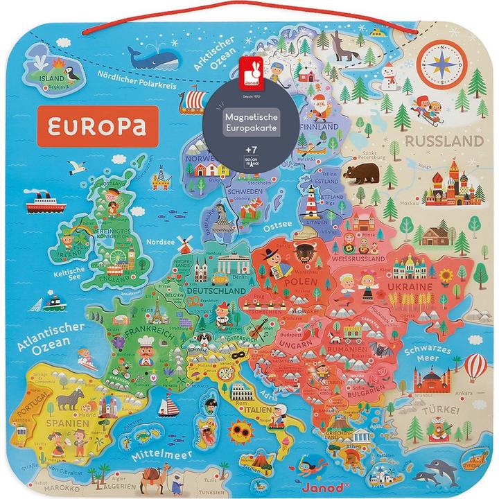 Janod Mappa magnetica Europa (40 pezzi)