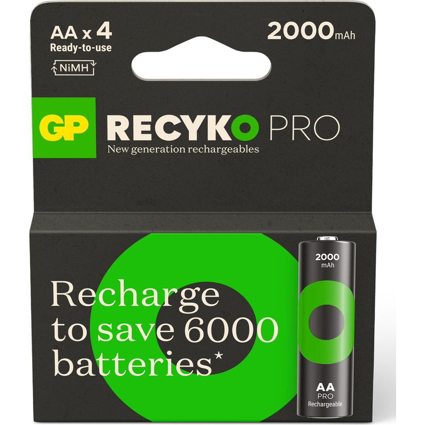 GP Batteries ReCyko Pro (4 pz., AA, 2000 mAh), Batterie + pile