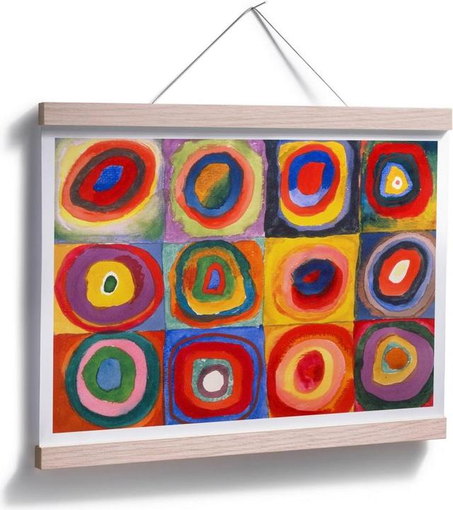 Produktbild Trenddeko Kandinsky - Farbstudie: Quadrate und konzenzentrische Ringe (30 x 24 cm)