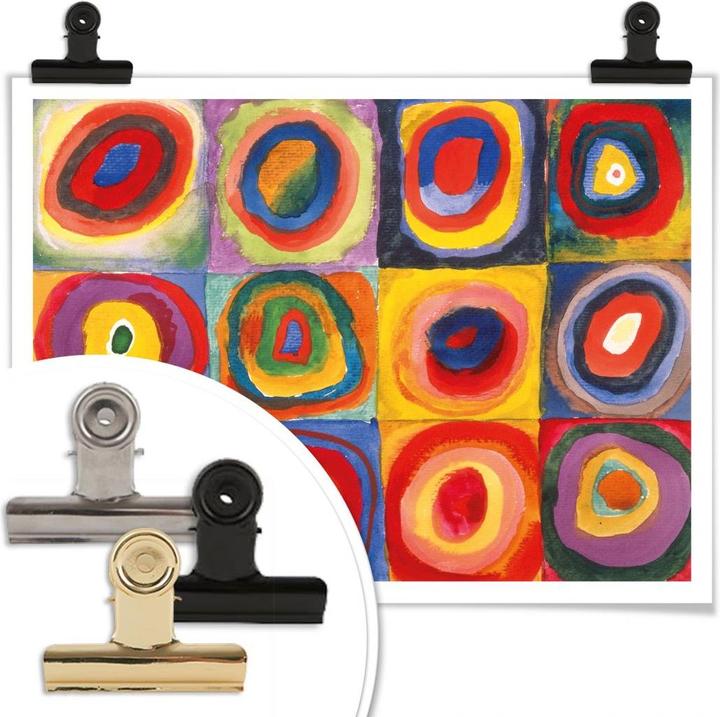 Produktbild Trenddeko Kandinsky - Farbstudie: Quadrate und konzenzentrische Ringe (30 x 24 cm)