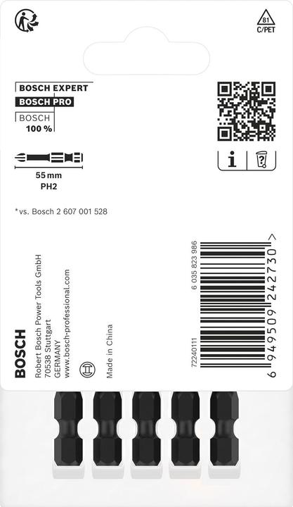 Produktbild Bosch Professional Zubehör PRO Phillips Impact Bit, PH2, 55 mm, 5-tlg. (Kreuz Phillips PH)