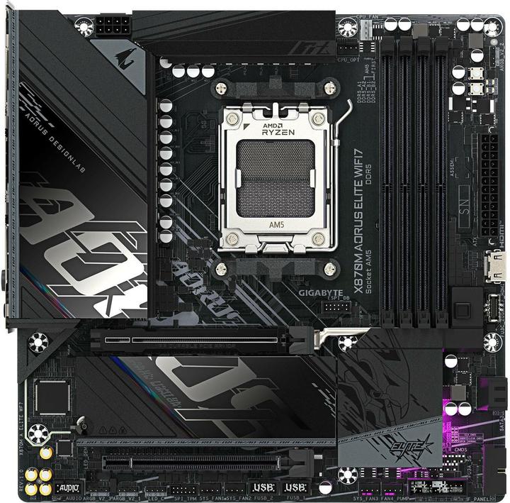 Produktbild Gigabyte AORUS 1700 X870M AORUS ELITE WIFI7 (AM5, AMD X870, mATX)