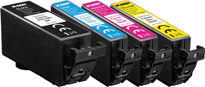 Actual product image KMP schwarz, cyan, magenta, gelb Druckerpatronen kompatibel zu Canon PGI525PGBK, CLI526C/M/Y, 4er-Se (C, M, PGBK, Y)
