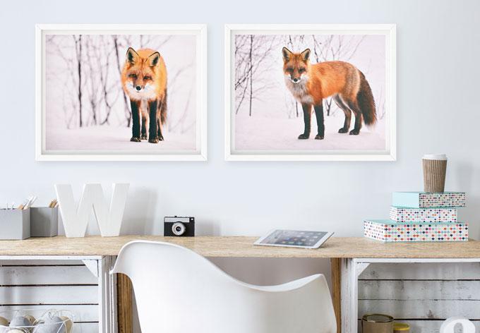 Immagine prodotto Trenddeko Volpe nella neve - 2 pezzi (30 x 24 cm)