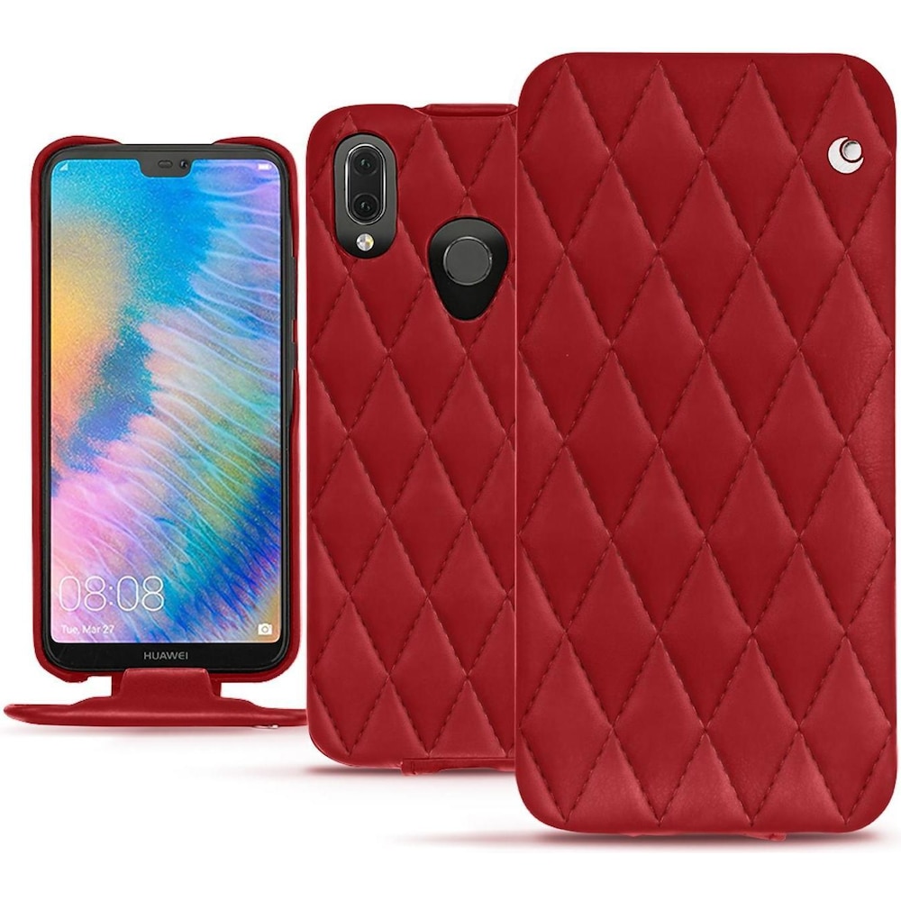 Noreve Lederschutzhülle vertikal (Huawei P20 Lite), Smartphone Hülle, Rot