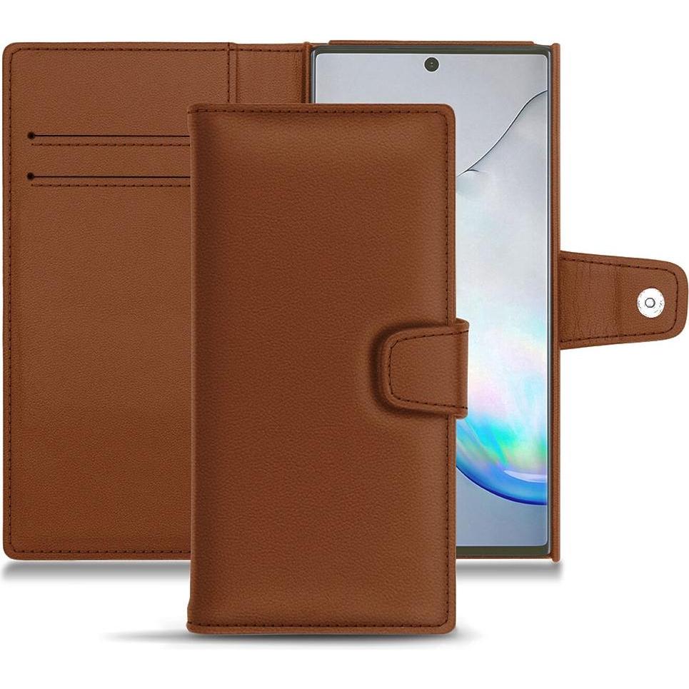 Noreve Lederschutzhülle Wallet (Samsung Galaxy Note 10+), Smartphone Hülle, Braun