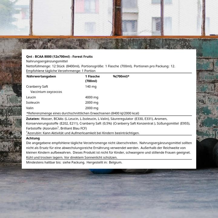 Actual product image QNT BCAA'S 8000 (Forest fruit, 12 x)