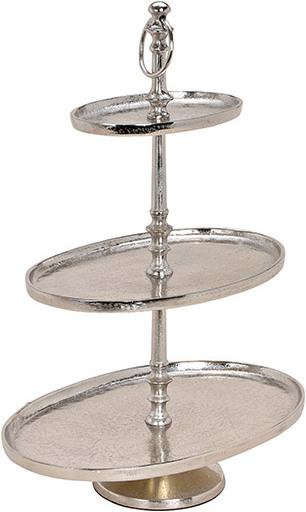 G. Wurm Etagere mit 3 Ebenen Oval aus Metall Silber (H) 50cm 19x13cm/29x20cm/36x23cm