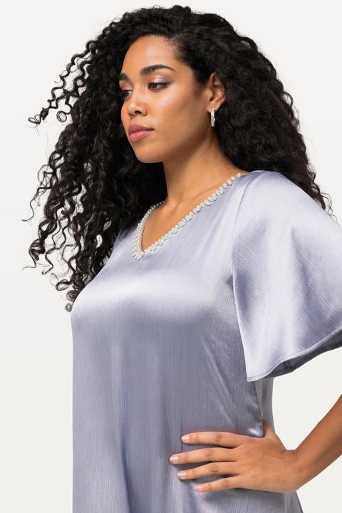 Actual product image Ulla Popken Satin Finish Short Sleeve V-Neck Dress (50, 52)