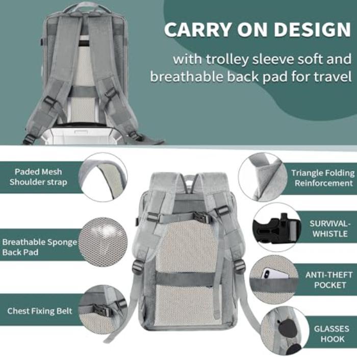 Produktbild Only-Bags.Store Handgepäck Rucksack Laptop wasserdicht, Reise-Rucksack Handgepäck Flugzeug gross, mit USB-Anschluss