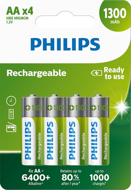 Philips Akku Rechargeable (4 Stk., AA, 1300 mAh)