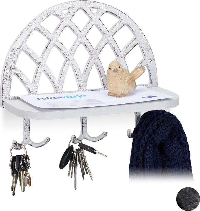 Actual product image Relaxdays Coat Rack, Shelf & Hooks (27 x 12 x 23 cm)