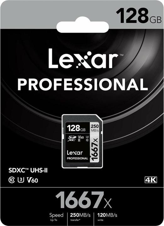 Produktbild Lexar Professional 1667x (128 GB, SDXC, U3, UHS-II)