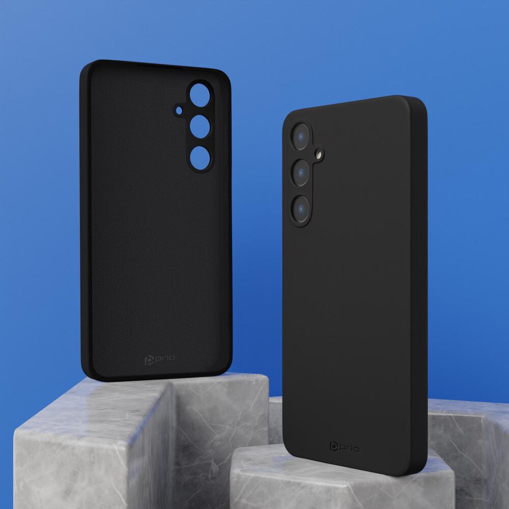 prio Custodia in silicone liquido per Samsung S25+ nero (Samsung Galaxy A55), Cover smartphone, Nero