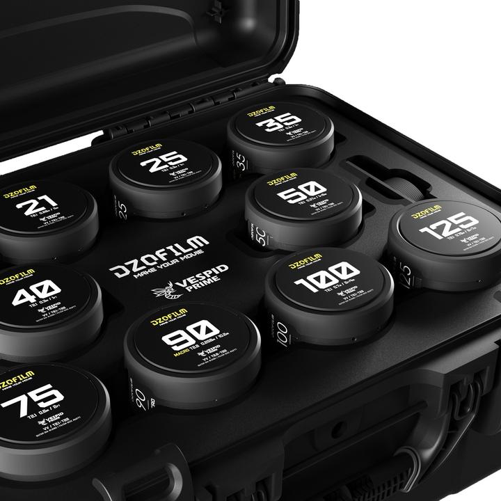 Produktbild Dzofilm Vespid Prime 10-Lens Kit (16 T2.8 + /21/25/35/40/50/75/100/125 T2.1 + Macro 90 T2.8) metric (L-Mount, Vollformat)