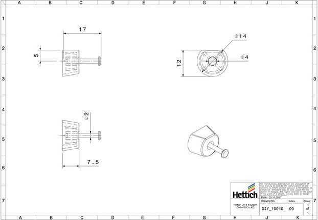 Produktbild Hettich Regalbodentrger mit Nagel 12 Stck (20 Stk.)